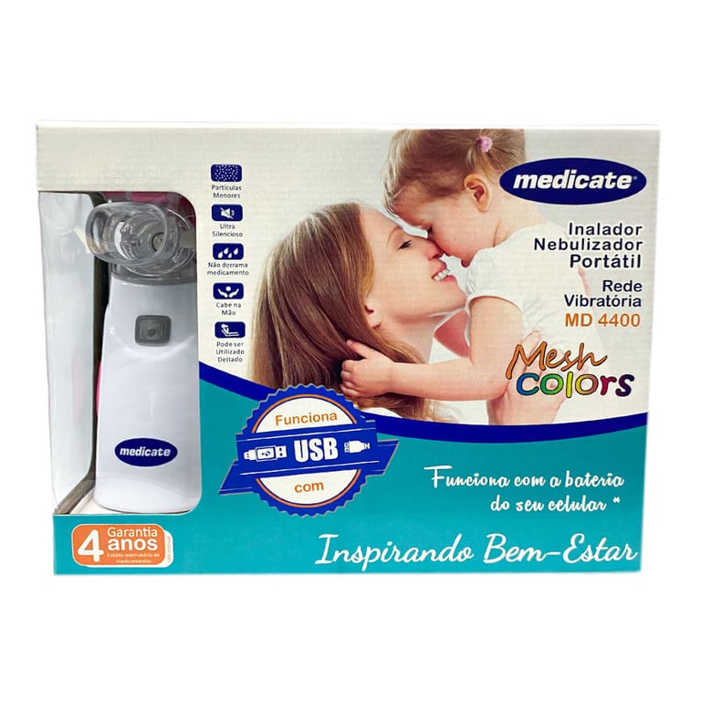 Inalador Nebulizador Portátil Medicate MD4400 Rosa