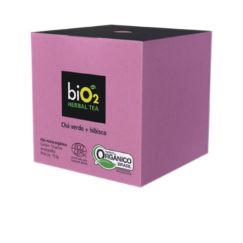 Chá Herbal Tea biO2 Chá Verde e Hibisco com 13 sachês