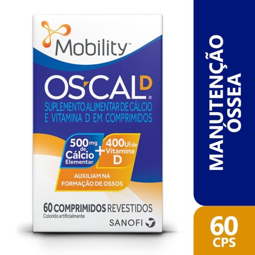 Suplemento Vitamínico Cálcio Com Vitamina D OsCal D 500mg + 400UI 60 Comprimidos Revestidos