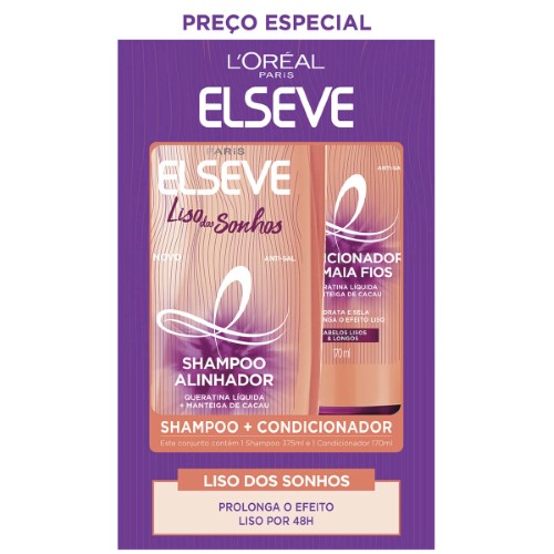 Shampoo Elseve Liso Dos Sonhos 375ml Alinhador + Condicionador Elseve Liso Dos Sonhos Alinhador 170ml