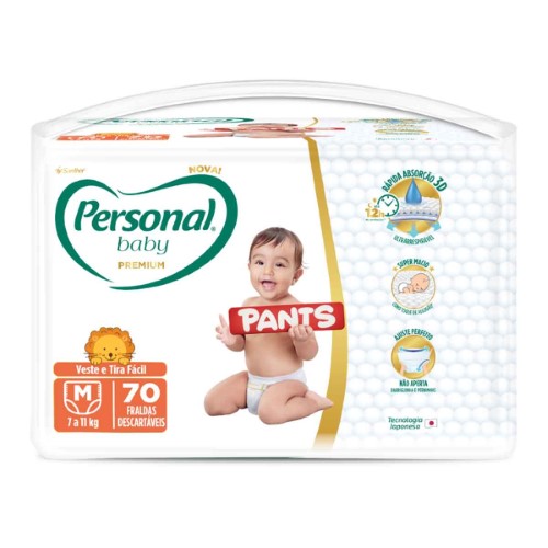 Fralda Personal Baby Premium Pants M - 70 Unidades