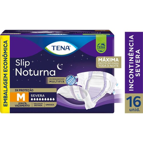 Fralda Geriátrica Tena Slip Noturna M 16 Unidades