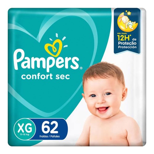 Fralda Pampers Confort Sec XG 62 unidades