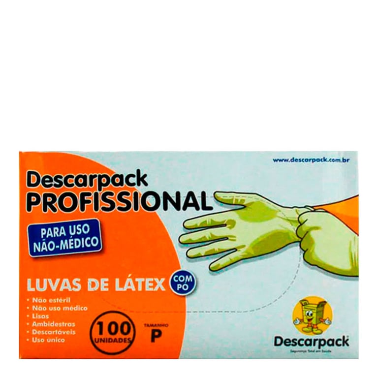 Luva de Látex Descartável Profissional Descarpark P 100 Unidades