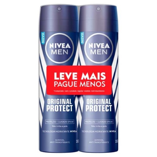 Desodorante Nivea Men Original Protect Aerosol 2 Unidades de 150ml cada Leve Mais Por Menos