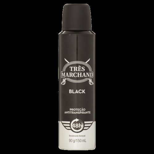 Desodorante Aerossol Antitranspirante Très Marchand Masculino Black 150ml