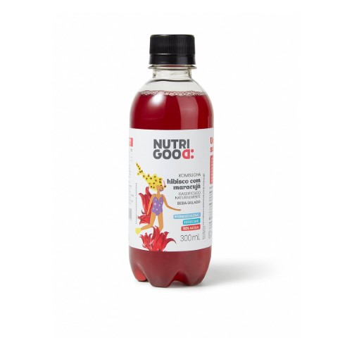 Kombucha Nutrigood sabor Hibisco e Maracujá com 300ml