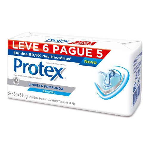 Sabonete Antibacteriano em Barra Protex Limpeza Profunda 85g 6 Unidades