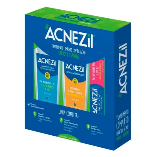 Acnezil Kit de Tratamento Completo Contra Cravos e Espinhas