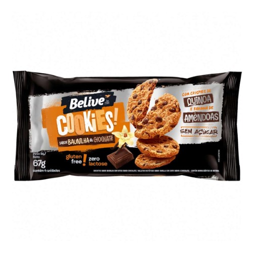 Cookies Zero Lactose Belive Sabor Baunilha e Chocolate com 67g