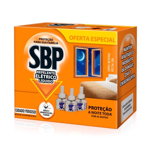 Repelente Líquido Elétrico Sbp 3 Unidades Refil De 35ml Cada