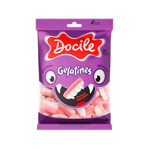 Balas de Gelatina Docile Dentes de Vampiro 80G