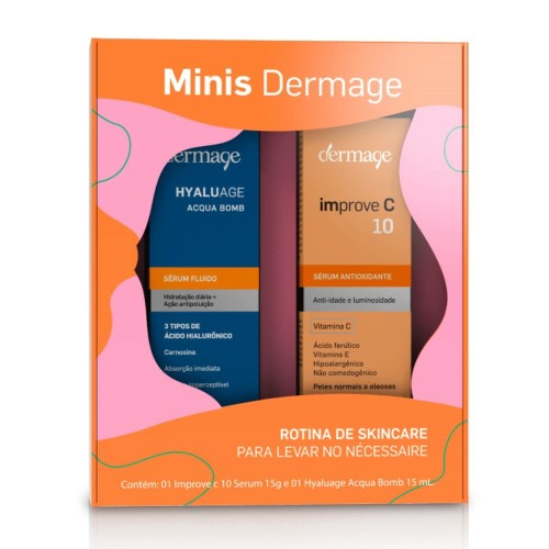 Kit Miniatura Dermage Dupla de Sucesso Improve C 10 com 15ml + Hyaluage Acqua Bomb com 15ml