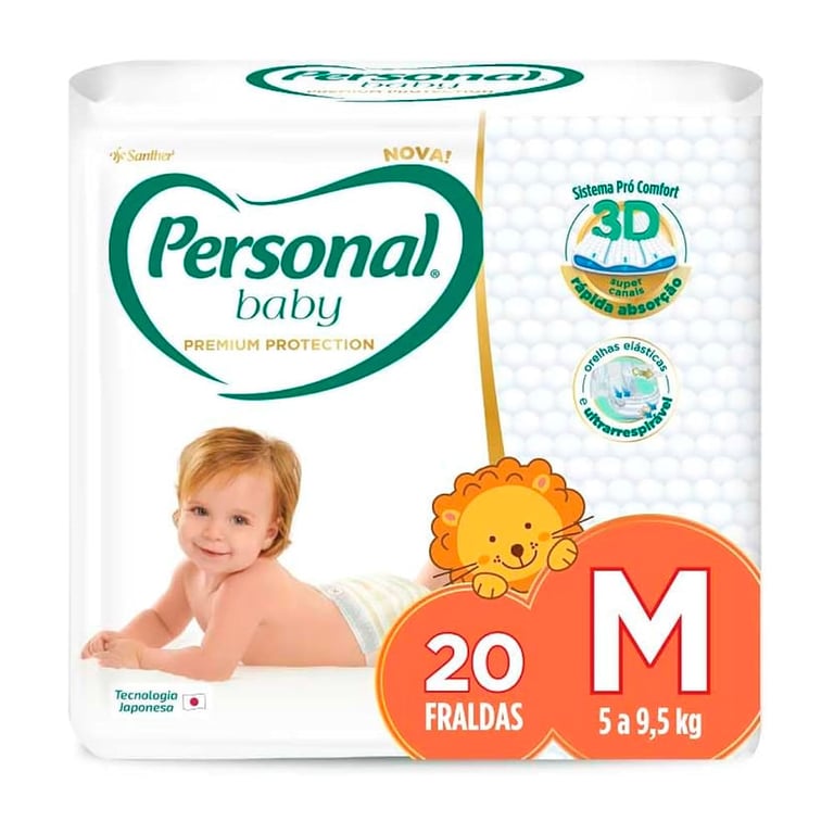 Fralda Descartável Personal Baby Premium Jumbo M Com 20 Unidades