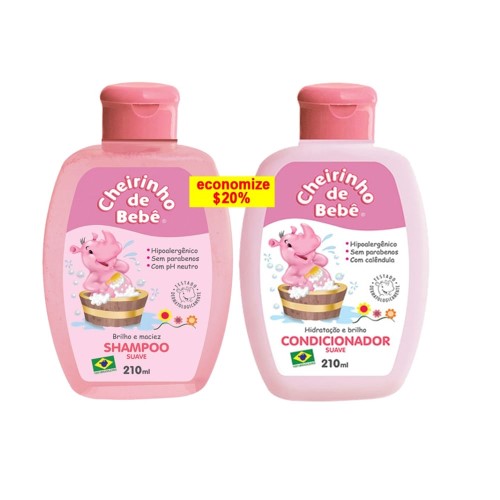 Shampoo + Condicionador Infantil Cheirinho De Bebê 210ml Cada