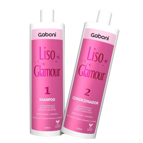 Kit Gaboni Shampoo + Condicionador Liso Glamour 500ml