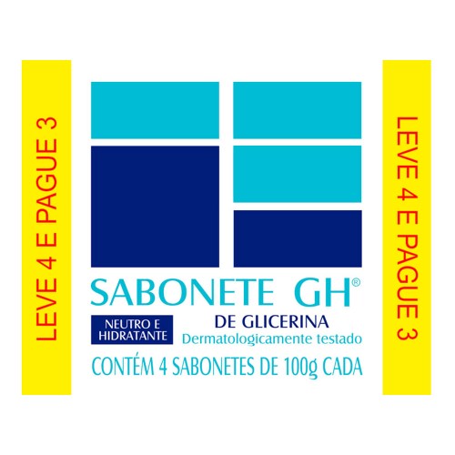 Sabonete GH Glicerina Neutro e Hidratante Leve 4 Pague 3 100g Cada