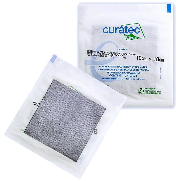 Curativo Curatec Carvão Ativado Prata Plus 10x10cm - unidade