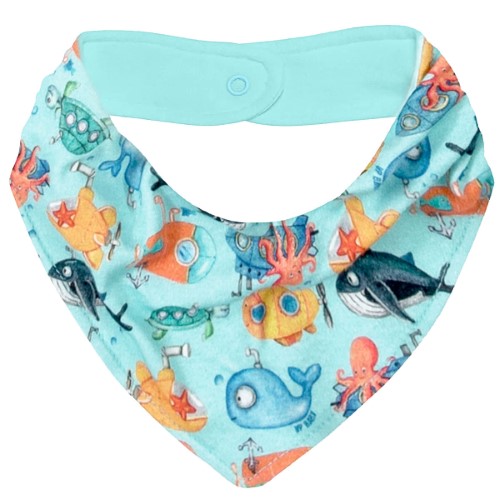 Babador Bandana para bebê em suedine Fundo do Mar - Up Baby