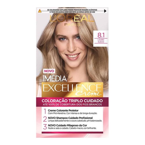 Tintura Permanente L`oréal Paris Imédia Excellence 8.1 Louro Sueco