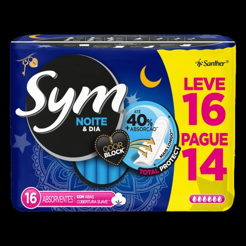 Absorvente Sym Noite & Dia Suave com Abas com 16 Unidades