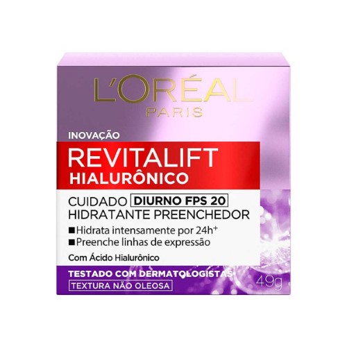 Creme Facial Anti-idade Loréal Paris Revitalift Hialurônico Diurno FPS20 49g