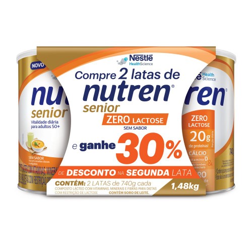 Suplemento Alimentar Nutren Senior Zero Lactose 740g 2 unidades