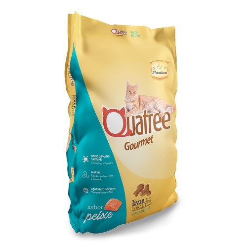 Ração para Gatos Adultos Quatree Gourmet Sabor Peixe 1Kg