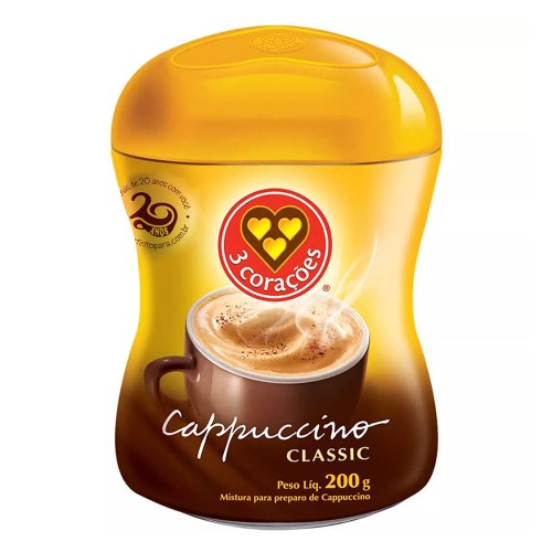 Cappuccino 3 Corações Classic Pote - 200g