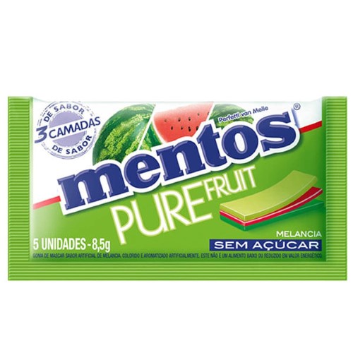 Goma Mentos Pure Fruit 3 Melancia com 5 unidades