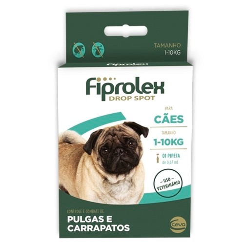 Fiprolex Drop Spot para Cães até 10kg com 1 Pipeta de 0,67ml