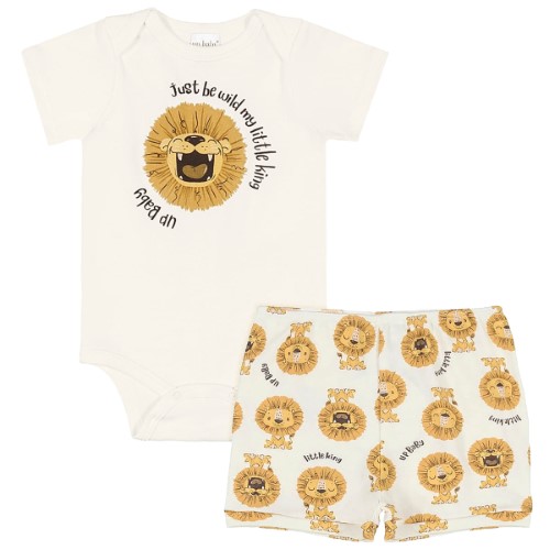 Body curto c/ Short para bebê em suedine Lion - Up Baby