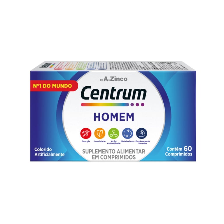 Centrum Essentials Homem, Suplemento Alimentar De A A Zinco Com Vitaminas E Minerais, 60 Comprimidos