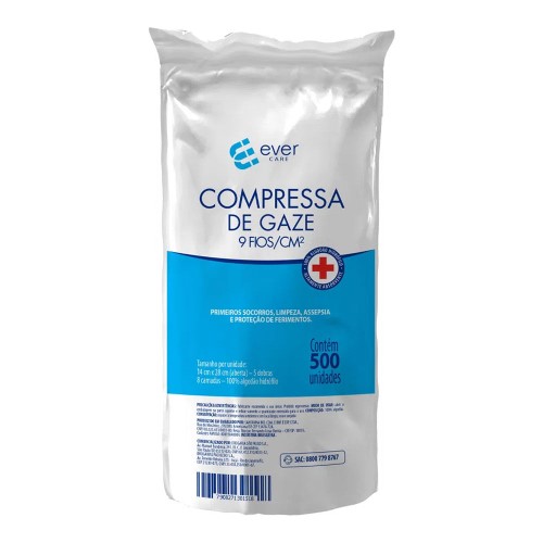 Compressa de Gaze Ever Care 9 Fios 500 Unidades