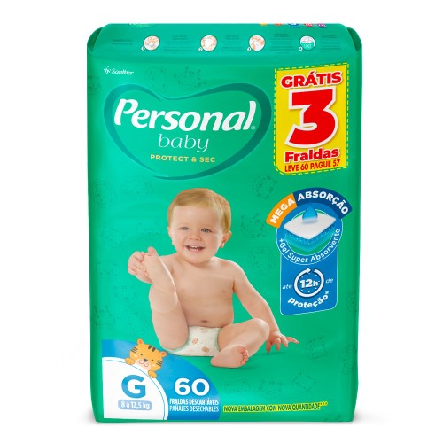 Fralda Personal Baby Protect&Sec G - 60 Unidades