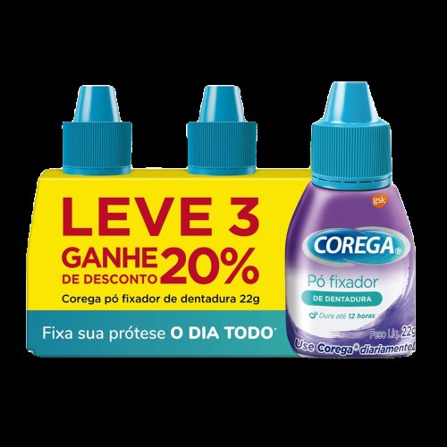 Corega Pó Fixador De Dentadura Kit Leve 3 Unidades