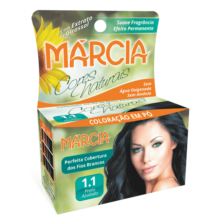 Tintura Pó Marcia 1.1 Preto Azulado 12G - Marcia Cosmeticos