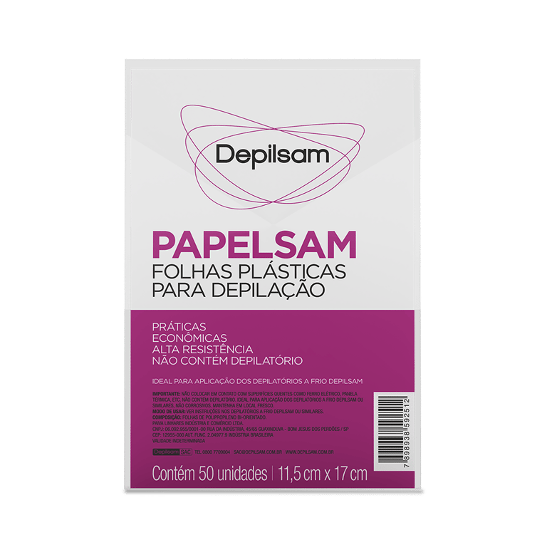 Papelsam Folhas Plásticas para Depilção Depilsam 50 Fls