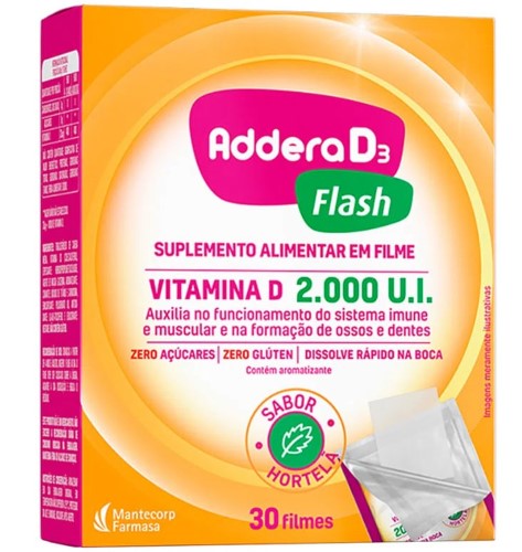 Addera D3 Flash 2000UI Hortelã com 30 sachês