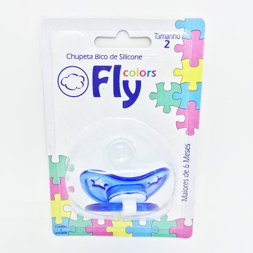 Chupeta Fly Colors Silicone Ortodôntico Cores Sortidas + 6 meses Tam 2