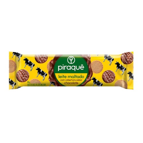 Biscoito Piraquê Leite Maltado com Cobertura de Chocolate 80g