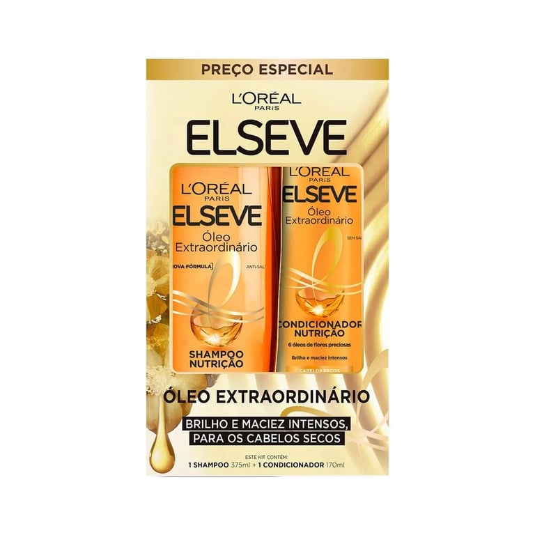 Shampoo + Condicionador Elseve Óleo Extraordinário Nutrição 375ml+170ml Preço Especial Edição Limitada