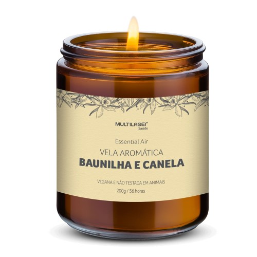 Vela Aromática de Baunilha e Canela - 200g - Multilaser Saúde - HC525