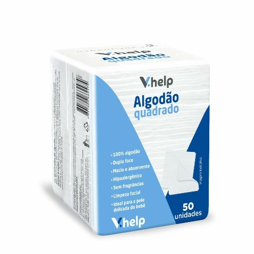 Algodão Quadrado Para Bebê V. Help 50 Unidades