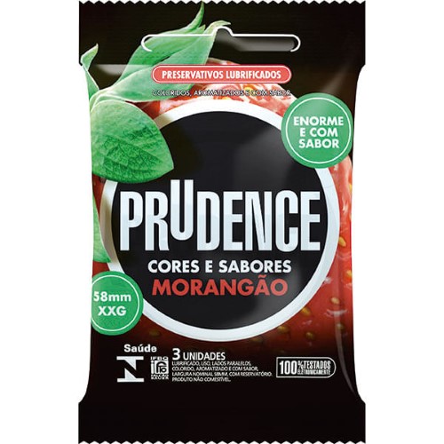 Preservativo Prudence Cores e Sabores Morango Xxg C/3 Un