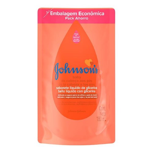 Sabonete Líquido de Glicerina Johnson Baby Da Cabeça aos Pés Refil 180 ml