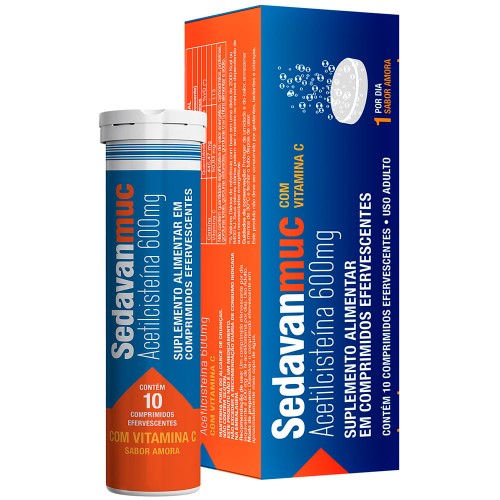 Sedavanmuc Acetilcisteína 600mg + Vitamina C 10 comprimidos efervescentes