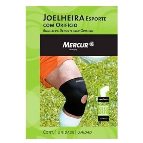 Joelheira Esporte com Orifício Reforçado Mercur Tamanho P com 1 Unidade