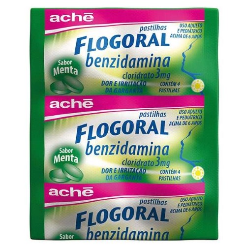 Flogoral 3mg 4 Pastilhas Sabor Menta