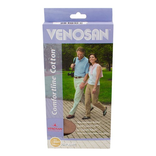 Meia Panturrilha (3/4) Venosan Confortline Cotton 30-40 mmHg EG (Tamanho Extra Grande) Longo, Cor Bege, Ponteira Aberta